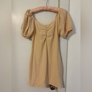 She + Sky Tan Puff Sleeve Mini Dress